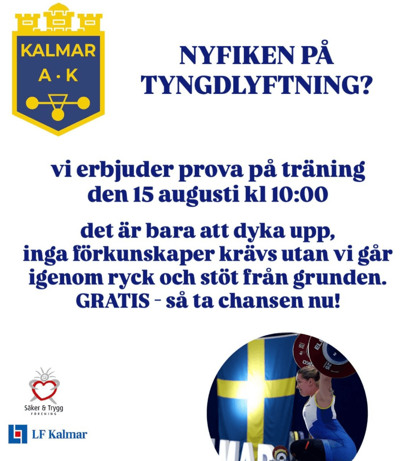 Prova på tyngdlyftning 15/8